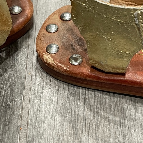 Matt Bernson metallic gold stud gladiator sandal-6 - Picture 8 of 11